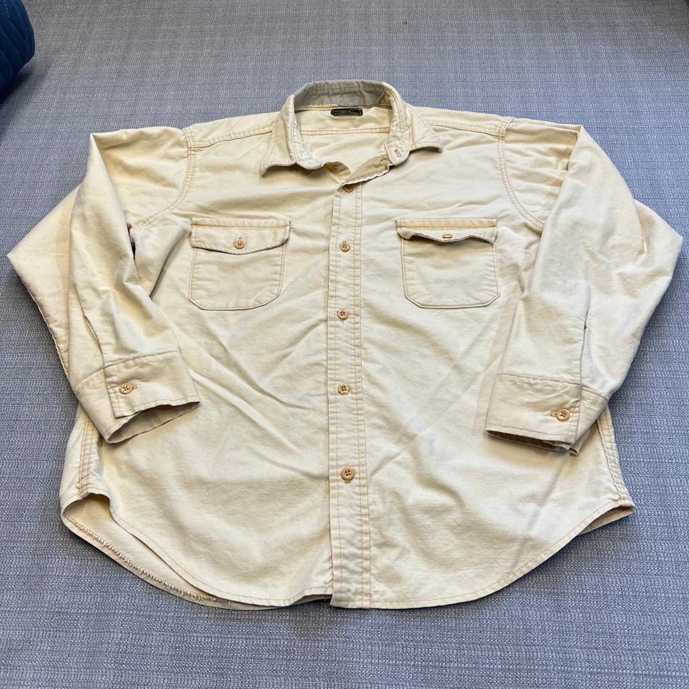 Vintage DEERSKIN Mens Button Up Shirt Large Yellow Long‎ Sleeve Made in USA *